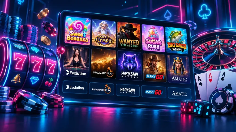 grid of slot thumbnails from providers