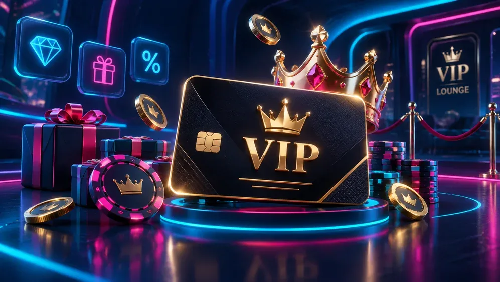 VIP card with gold accents and crown icon